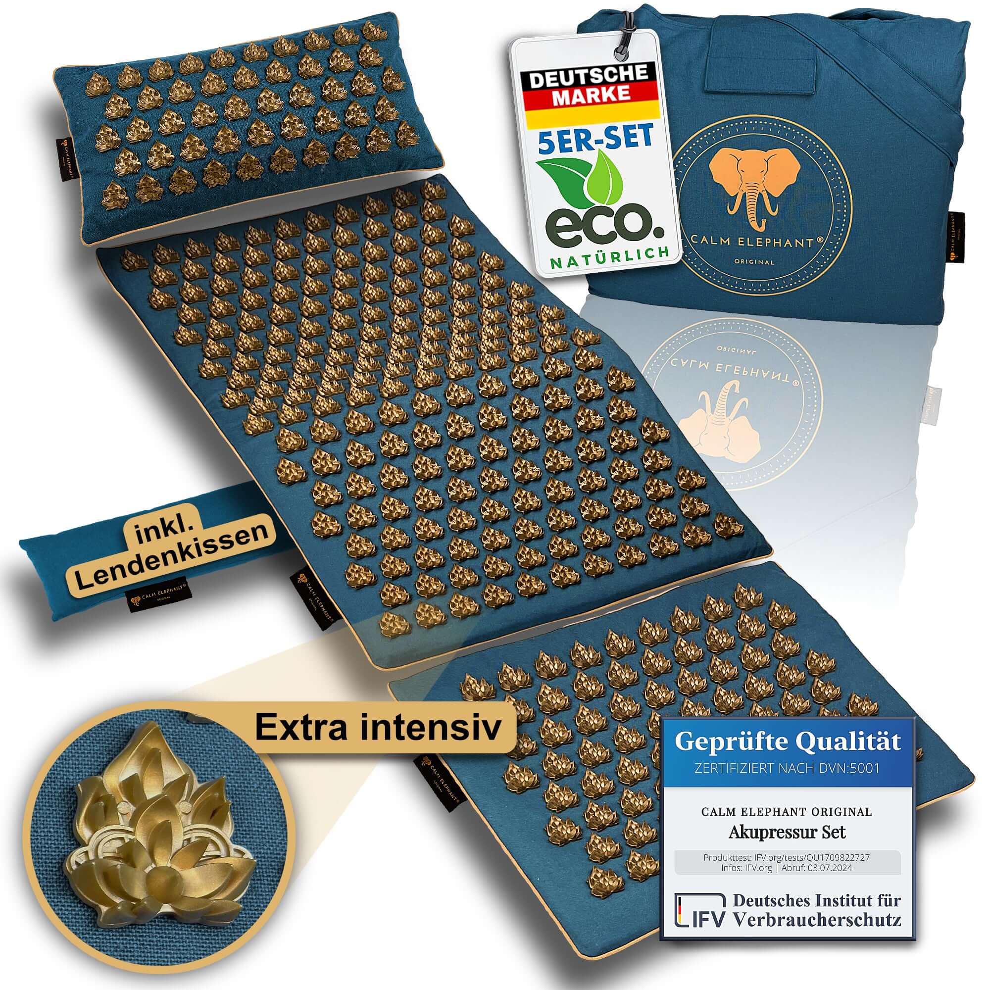 Calm Elephant - MANDALA PRO - Premium Akupressurmatte Intensiv - Produktbild